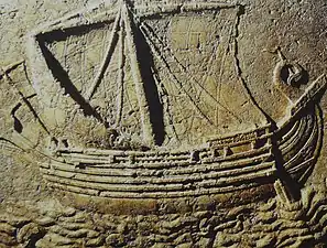 Relieve de un sarcófago del siglo II representando a un "gauloi", barco de comercio.
