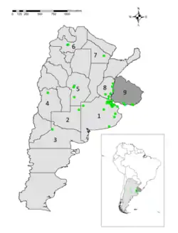 Distribución de Photinus signaticollis en Sudamérica.