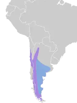 Distribución geográfica del yal cabecigrís.