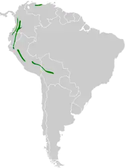 Distribución geográfica del orejerito jaspeado.