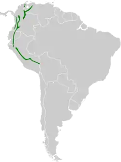 Distribución geográfica del orejerito variegado.