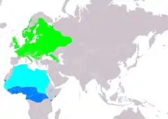 Distribución de Phylloscopus sibilatrix