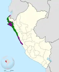 Distribución geográfica del cortarramas peruano.
