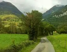 Camino de la Vía Francígena entre Saint-Maurice y Martigny.