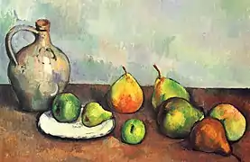 La 'botijilla' de Paul Cézanne, pieza habitual en varios de sus bodegones, como en este Bodegón con peras y botija (ca. 1893-4)