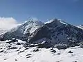 Vista del Pico Torrecilla nevado desde el Tajo de la Caína