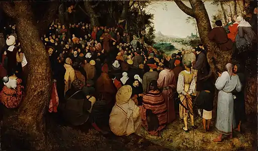 La predicación de San Juan Bautista, original de Pieter Bruegel el Viejo (1566), Museo de Bellas Artes (Budapest)