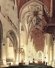 La catedral de San Bavón (Haarlem) (Grote Kerk), en una pintura de Pieter Janszoon Saenredam