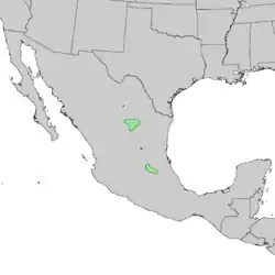 Distribución natural de Pinus pinceana