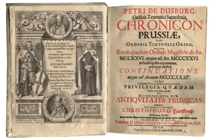 El Chronicon terrae Prussiae es la primera gran crónica de la Orden Teutónica en Prusia