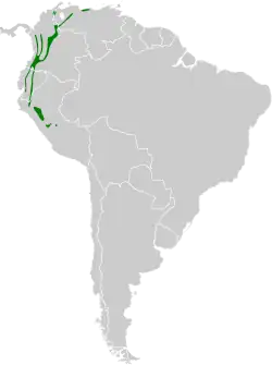 Distribución geográfica del frutero verdinegro.