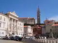 Centro de la ciudad de Piran con la plaza Tartini