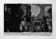 El arco de Dolabela y Silano, y arco de la Aqua Marcia en un grabado de Piranesi