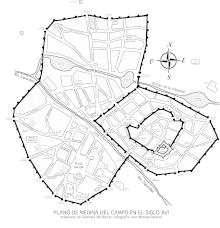 Plano de Medina del Campo tal como sería en el siglo XVI.