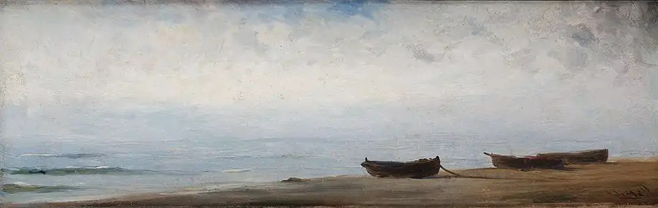 Playa con barcas, Modest Urgell. c. 1890. Fundació Rafael Masó de Gerona.