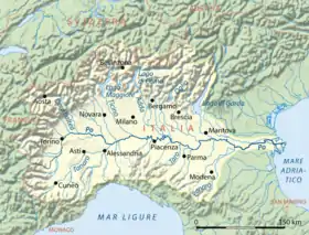 Mapa de la cuenca del río Po