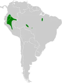 Distribución geográfica del titirijí pío.