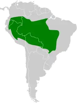 Distribución geográfica del titirijí frentirrojo.