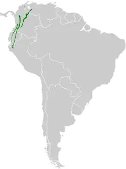 Distribución geográfica del titirijí capirrufo.