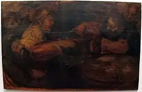 Boceto al óleo de La vocación de San Mateo, de Polidoro da Caravaggio.