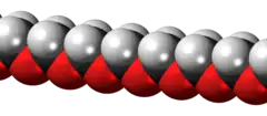 Space-filling model of a polyoxymethylene chain