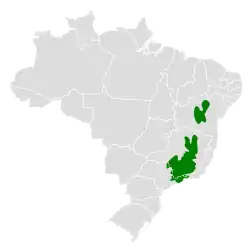 Distribución geográfica del tachurí gris.