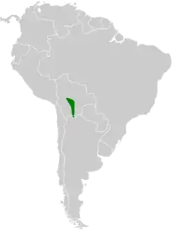 Distribución geográfica de la monterita boliviana.