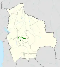 Distribución geográfica de la monterita de Cochabamba.