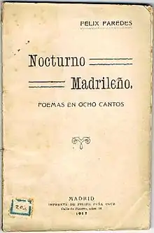 Nocturno madrileño. Poemas en ocho cantos, de Félix Paredes