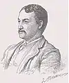 Retrato de Francis Davis Millet, por George du Maurier (Harper's New Monthly Magazine, junio de 1889).