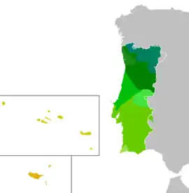 Dialectos del portugués europeo.
