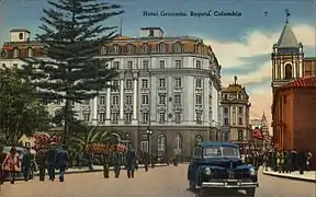 El Hotel Granada en una postal de los años 1940