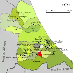 Localización en la comarca de la Safor