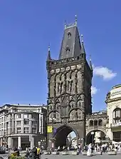 Torre de la Pólvora, casi enteramente reconstruida en 1876 par Josef Mocker