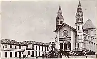 Catedral de Manizales destruida en el incendio de 1926. La Iglesia de Nuestra Señora del Rosario en el barrio Chipre es una réplica de esta.