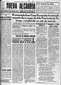 Primera publicación 16-08-1941 Periódico Nueva Alcarria