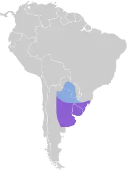 Distribución geográfica del doradito común.