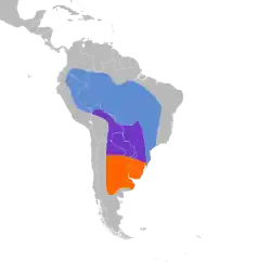 Distribución geográfica del mosquero cardenal.