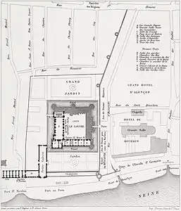 El Palacio del Louvre y el Hôtel de Bourbon en 1595.