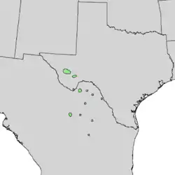 Distribución natural de Quercus gravesii