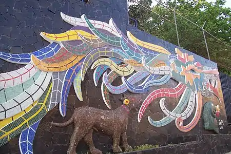 Mural de Quetzalcóatl por Diego Rivera en Acapulco.