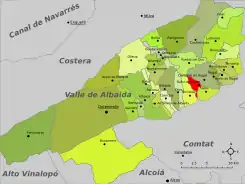 Localización de Ráfol de Salem respecto del Valle de Albaida