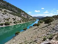 Río Guadalentín represándose en el embalse de La Bolera.