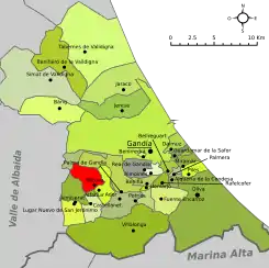 Localización en la comarca de la Safor