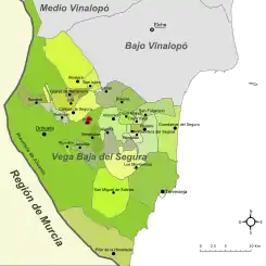 Localización de Rafal en la Vega Baja