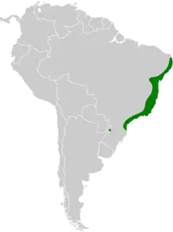 Distribución geográfica de la tangara brasileña.