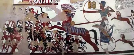 Ramsés II atacando a los nubios. Templo de Beit el-Wali (siglo XIII a. C.)