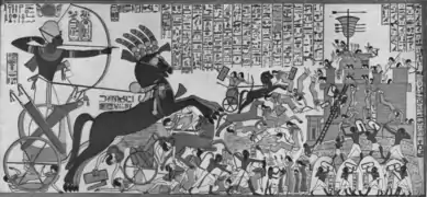 Copia de imagen en el templo de Ramsés II en Tebas