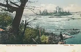 Imagen histórica de los rápidos en el río Maumee en Ohio