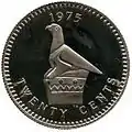 Anverso de una moneda de 20 céntimos de Rhodesia.